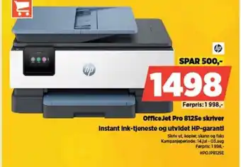 POWER Officejet pro 8125e skriver Instant Ink-tjeneste og utvidet HP-garanti tilbud