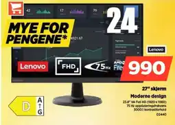 POWER Lenovo 27" skjerm Moderne design tilbud