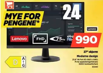 POWER Lenovo 27" skjerm Moderne design tilbud