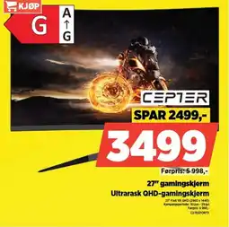 POWER CEPTER 27" gamingskjerm Ultrarask QHD-gamingskjerm tilbud