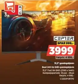 POWER CEPTER 31,5" gamingskjerm Buet 240 Hz OHD-gamingskjerm tilbud