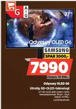 POWER SAMSUNG Odyssey OLED G6 Utrolig QD-OLED-teknologi tilbud