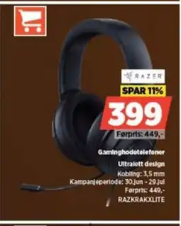 POWER RAZER Gaminghodetelefoner Ultralett design tilbud