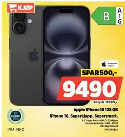 POWER Apple iPhone 16 128 GB iPhone 16. Superkjapp. Supersmart. tilbud