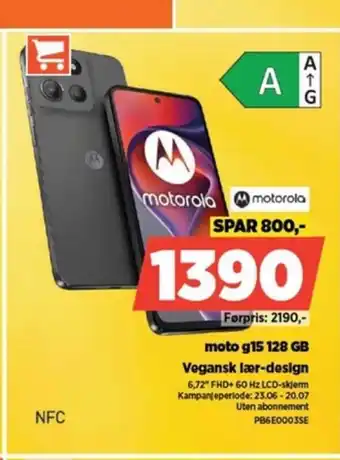 POWER Motorola moto g15 128 gb vegansk lær-design tilbud