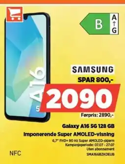 POWER SAMSUNG Galaxy A Imponerende Super AMOLED-visning 16 5G 128 GB tilbud