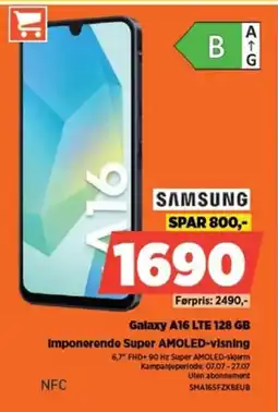 POWER SAMSUNG Galaxy A16 LTE 128 GB Imponerende Super AMOLED-visning tilbud
