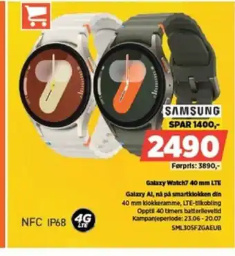 POWER SAMSUNG Galaxy Watch7 40 mm LTE Galaxy Al, ná pá smartklokken din tilbud