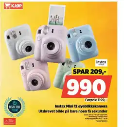 POWER Instax instax mini 12 øyeblikkskamera utskrevet bilde på bare noen få sekunder tilbud