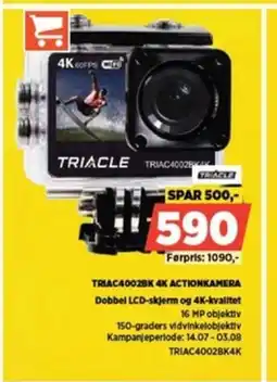 POWER TRIACLE TRIAC40028K 4K ACTIONKAMERA tilbud
