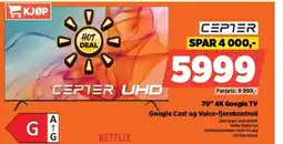 POWER CEPTER S 70" 4K Google TV Google Cast og Voice-fjernkontroll tilbud