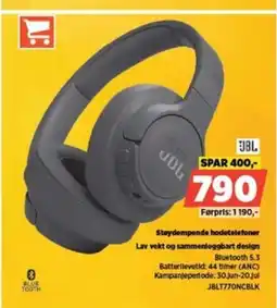 POWER JBL Støydempende hodetelefoner Lav vekt og sammenleggbart design tilbud