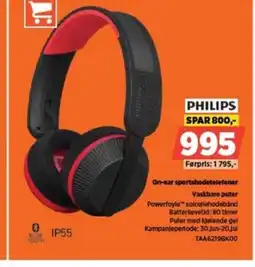 POWER PHILIPS On-ear sportshodetelefoner Vaskbare puter tilbud