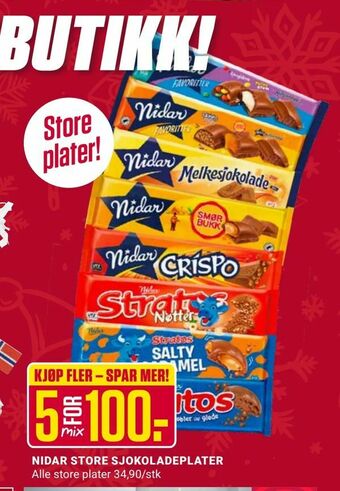 Europris Nidar store sjokoladeplater tilbud