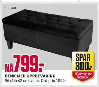 Europris BENK MED OPPBEVARING tilbud
