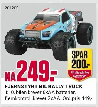 Europris FJERNSTYRT BIL RALLY TRUCK tilbud