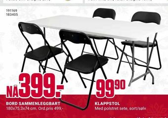 Europris BORD SAMMENLEGGBART tilbud