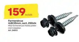 Byggmax Farmerskrue 4,8X35mm, sort, 250stk, NOK 159 tilbud