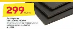 Byggmax Asfaltplate 12x1200x2740mm, NOK 299 tilbud