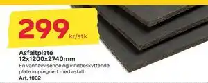 Byggmax Asfaltplate 12x1200x2740mm, NOK 299 tilbud