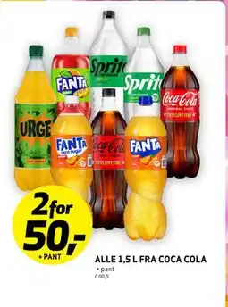 Bunnpris ALLE 1,5 L FRA COCA COLA, NOK 50 tilbud