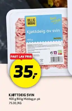 Bunnpris KJØTTDEIG SVIN, NOK 35 tilbud