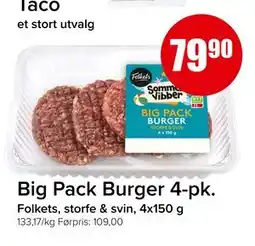 Spar Big Pack Burger 4-pk, NOK 79.9 tilbud