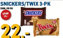 Price Lagerbutikk SNICKERS/TWIX 3-PK tilbud