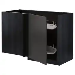 IKEA Metod Benkehjørneskap m uttrekkbar innred, svart/nickebo matt antrasitt, 128x68 cm tilbud