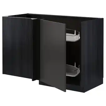 IKEA Metod Benkehjørneskap m uttrekkbar innred, svart/nickebo matt antrasitt, 128x68 cm tilbud