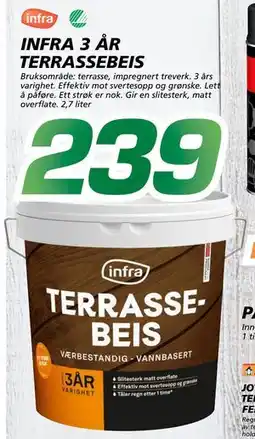 Coop Byggmix INFRA 3 ÅR TERRASSEBEIS, NOK 239 tilbud