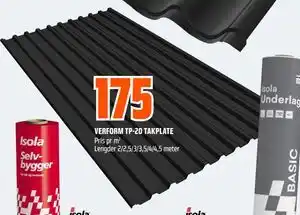Obs Bygg VERFORM TP-20 TAKPLATE, NOK 175 tilbud