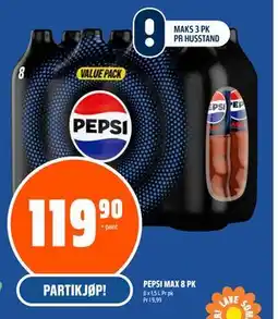 Coop Obs PEPSI MAX 8 PK, NOK 119.9 tilbud