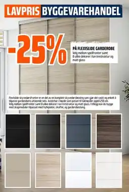 Obs Bygg 25% PÅ FLEXISLIDE GARDEROBE tilbud