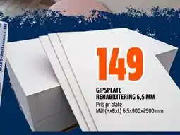 Obs Bygg GIPSPLATE REHABILITERING 6,5 MM, NOK 149 tilbud