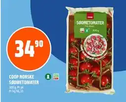Coop Obs COOP NORSKE SØDMETOMATER, NOK 34.9 tilbud