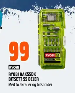 Obs Bygg RYOBI RAK55DK BITSETT 55 DELER, NOK 99 tilbud