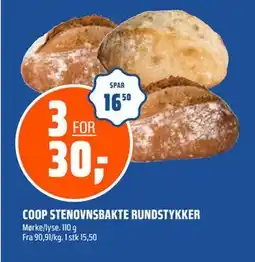 Coop Obs COOP STENOVNSBAKTE RUNDSTYKKER, NOK 30 tilbud