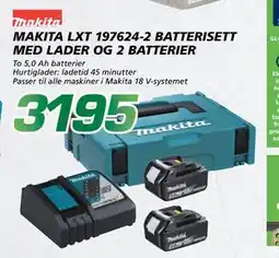 Coop Byggmix MAKITA LXT 197624 2 BATTERISETT MED LADER OG 2 BATTERIER, NOK 3195 tilbud