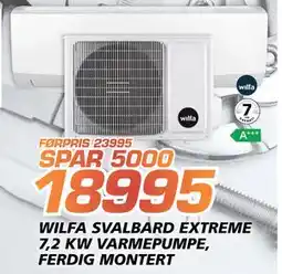 Coop Byggmix WILFA SVALBARD EXTREME 7,2 KW VARMEPUMPE, FERDIG MONTERT, NOK 18995 tilbud