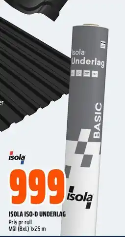 Obs Bygg ISOLA ISO-D UNDERLAG, NOK 999 tilbud