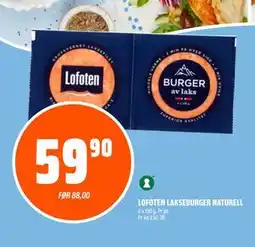 Coop Obs LOFOTEN LAKSEBURGER NATURELL, NOK 59.9 tilbud