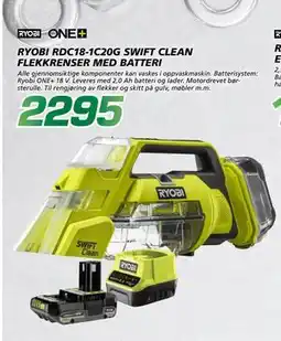 Coop Byggmix RYOBI RDC18 1C20G SWIFT CLEAN FLEKK RENSER MED BATTERI, NOK 2295 tilbud