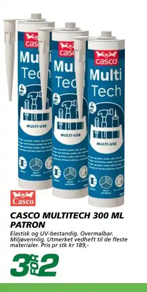 Coop Byggmix CASCO MULTITECH 300 ML PATRON, NOK 189 tilbud