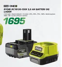 Coop Byggmix RYOBI RC18120 150X 5,0 AH BATTERI OG LADER, NOK 1695 tilbud