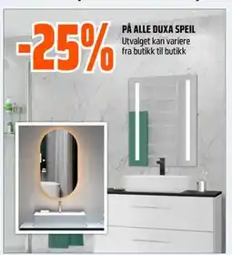Obs Bygg 25% PÅ ALLE DUXA SPEIL tilbud