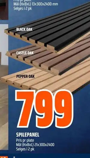 Obs Bygg SPILEPANEL, NOK 799 tilbud