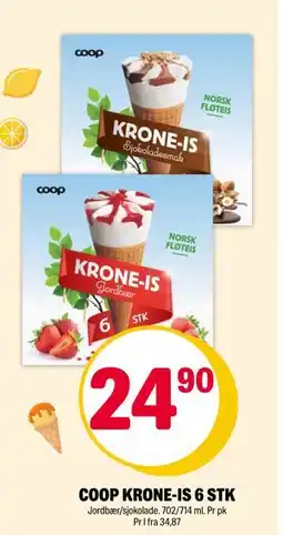 Coop Extra COOP KRONE-IS 6 STK, NOK 24.9 tilbud