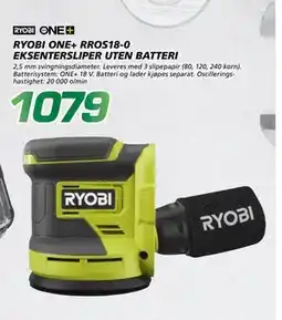 Coop Byggmix RYOBI ONE+ RROS18 0 EKSENTERSLIPER UTEN BATTERI, NOK 1079 tilbud