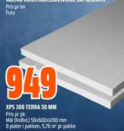 Obs Bygg XPS 300 TERRA 50 MM, NOK 949 tilbud